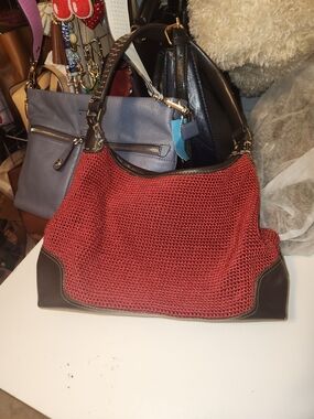 The Sak Red Woven Shoulder Bag